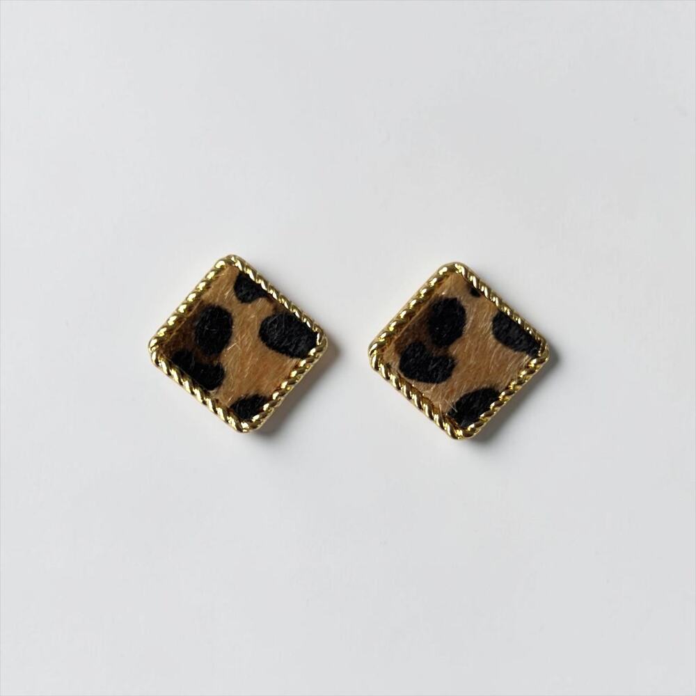 Leopard Print Square Stud Earrings